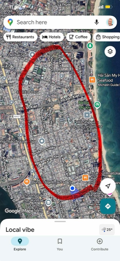 A Google Maps screenshot with a circled area